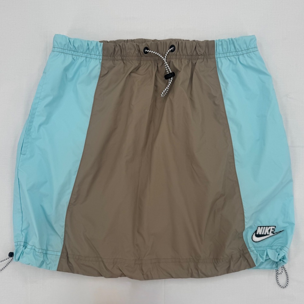 Nike Sportswear Icon Clash Woven Skirt Khaki‎ & Aqua Blue Womans Size Small